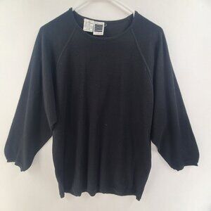 Christine Thomson Sweater Long Sleeve Pullover Black Women's Size L Wool Blend